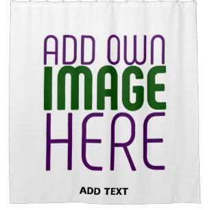 MODERN EDITABLE SIMPLE WHITE IMAGE TEXT TEMPLATE SHOWER CURTAIN