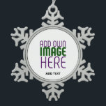 MODERN EDITABLE SIMPLE WHITE IMAGE TEXT TEMPLATE SNOWFLAKE PEWTER CHRISTMAS ORNAMENT<br><div class="desc">THIS IS A DESIGN FITTING FOR CUSTOMERS.YOU CAN CHANGE, RESIZE OR ADD LOGO, PHOTO, TEXT AND COLOURS THE WAY YOU WANT.THANK YOU.</div>