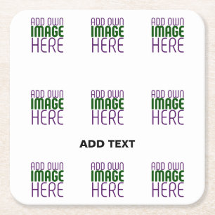 MODERN EDITABLE SIMPLE WHITE IMAGE TEXT TEMPLATE SQUARE PAPER COASTER