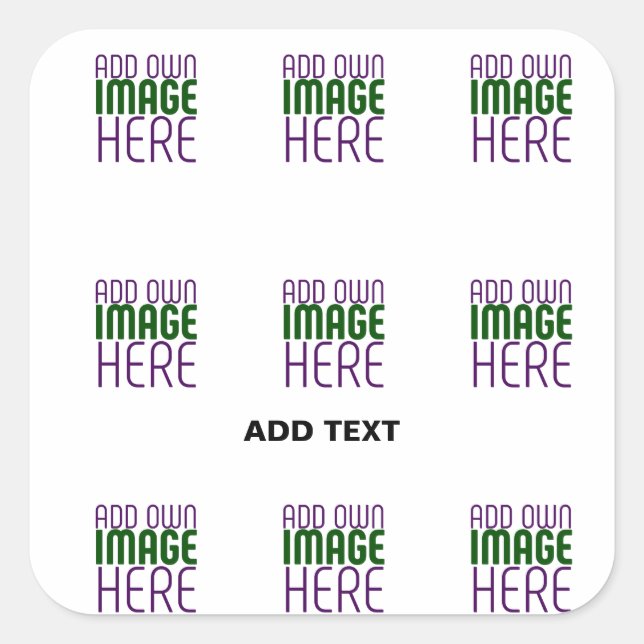 MODERN EDITABLE SIMPLE WHITE IMAGE TEXT TEMPLATE SQUARE STICKER (Front)