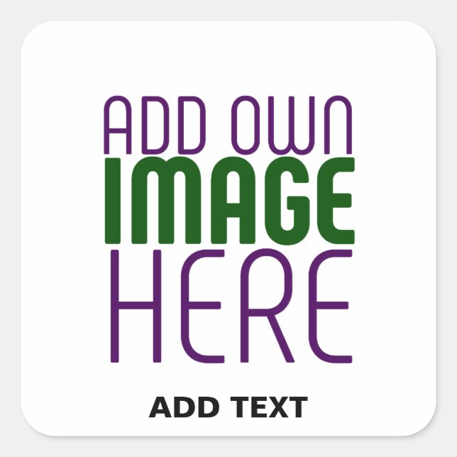 MODERN EDITABLE SIMPLE WHITE IMAGE TEXT TEMPLATE SQUARE STICKER (Front)