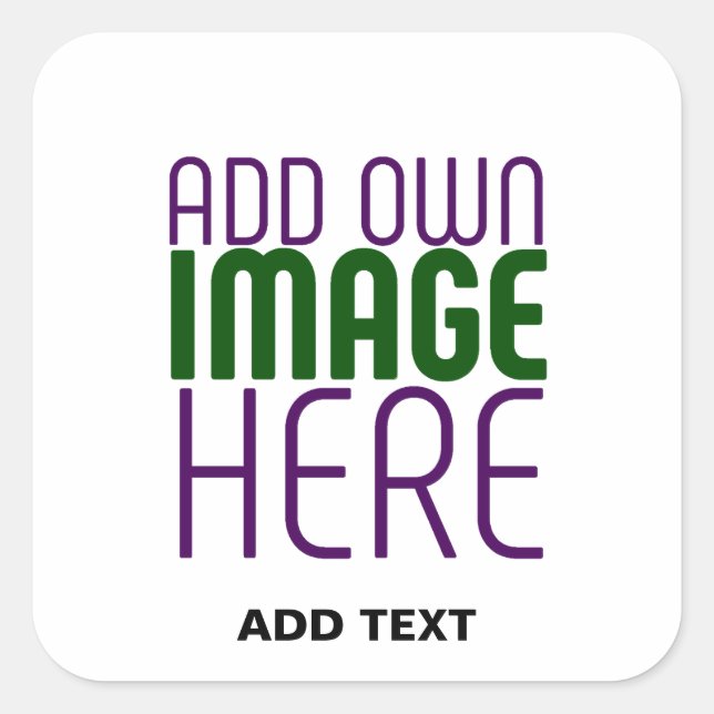 MODERN EDITABLE SIMPLE WHITE IMAGE TEXT TEMPLATE SQUARE STICKER (Front)