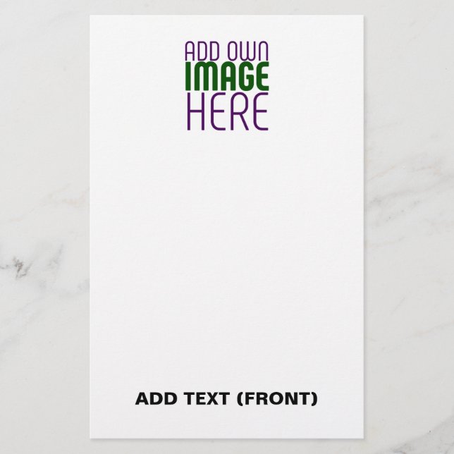 MODERN EDITABLE SIMPLE WHITE IMAGE TEXT TEMPLATE STATIONERY (Front)