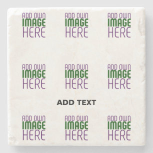 MODERN EDITABLE SIMPLE WHITE IMAGE TEXT TEMPLATE STONE COASTER