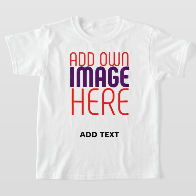 MODERN EDITABLE SIMPLE WHITE IMAGE TEXT TEMPLATE T-Shirt (Laydown)
