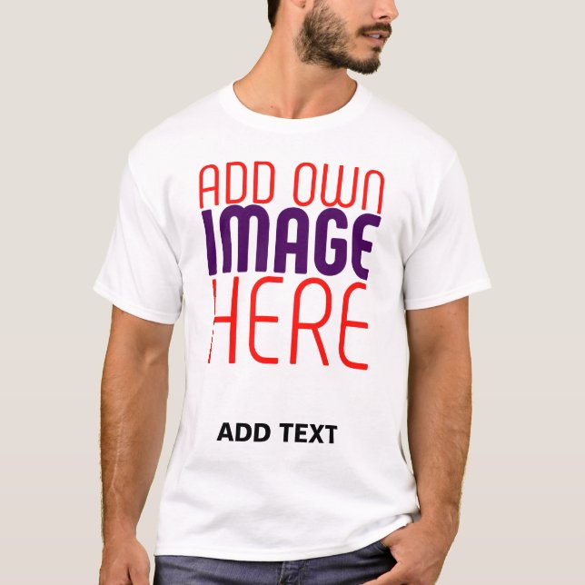 MODERN EDITABLE SIMPLE WHITE IMAGE TEXT TEMPLATE T-Shirt (Front)