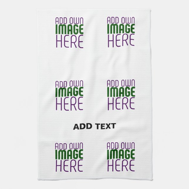 MODERN EDITABLE SIMPLE WHITE IMAGE TEXT TEMPLATE TEA TOWEL (Vertical)