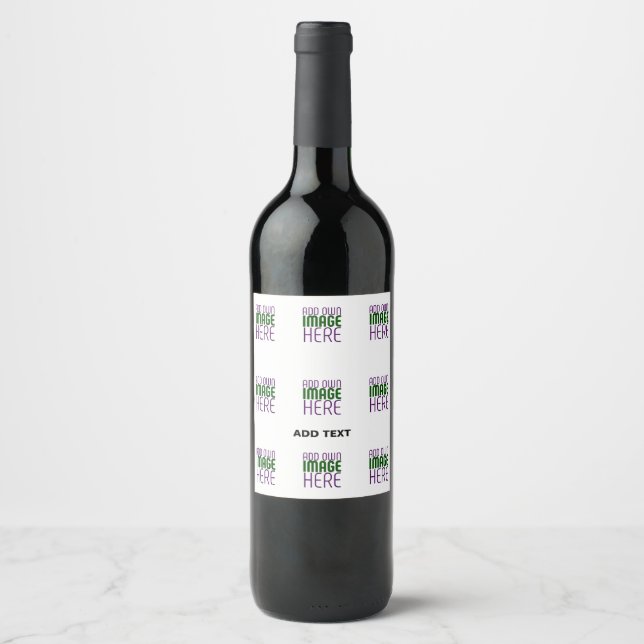 MODERN EDITABLE SIMPLE WHITE IMAGE TEXT TEMPLATE WINE LABEL (Front)