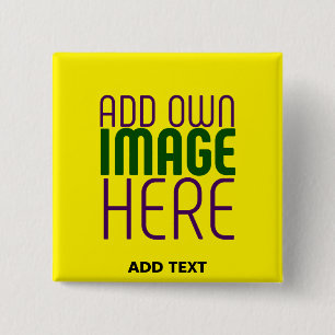 MODERN EDITABLE SIMPLE YELLOW IMAGE TEXT TEMPLATE 15 CM SQUARE BADGE