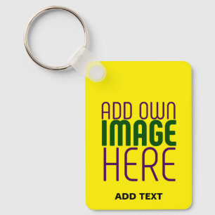 MODERN EDITABLE SIMPLE YELLOW IMAGE TEXT TEMPLATE KEY RING