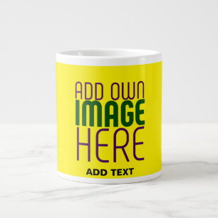 MODERN EDITABLE SIMPLE YELLOW IMAGE TEXT TEMPLATE LARGE COFFEE MUG