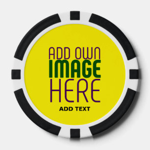 MODERN EDITABLE SIMPLE YELLOW IMAGE TEXT TEMPLATE POKER CHIPS