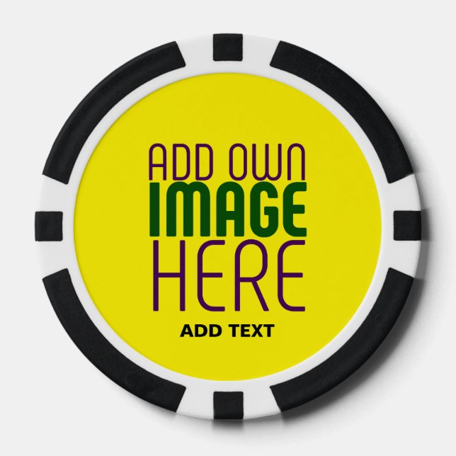MODERN EDITABLE SIMPLE YELLOW IMAGE TEXT TEMPLATE POKER CHIPS (Front)
