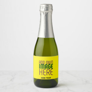 MODERN EDITABLE SIMPLE YELLOW IMAGE TEXT TEMPLATE SPARKLING WINE LABEL