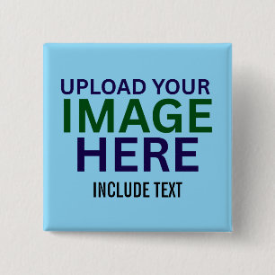 Modern Editable Sky Blue Image Text Template 15 Cm Square Badge