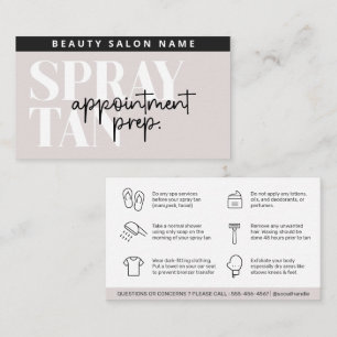 Modern Editable Sunless Spray Tan Preparation Card