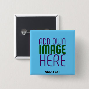 MODERN EDITABLE SWAG SKY BLUE IMAGE TEXT TEMPLATE 15 CM SQUARE BADGE
