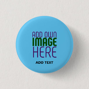 MODERN EDITABLE SWAG SKY BLUE IMAGE TEXT TEMPLATE 3 CM ROUND BADGE