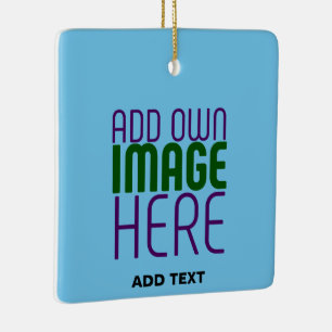 MODERN EDITABLE SWAG SKY BLUE IMAGE TEXT TEMPLATE CERAMIC ORNAMENT