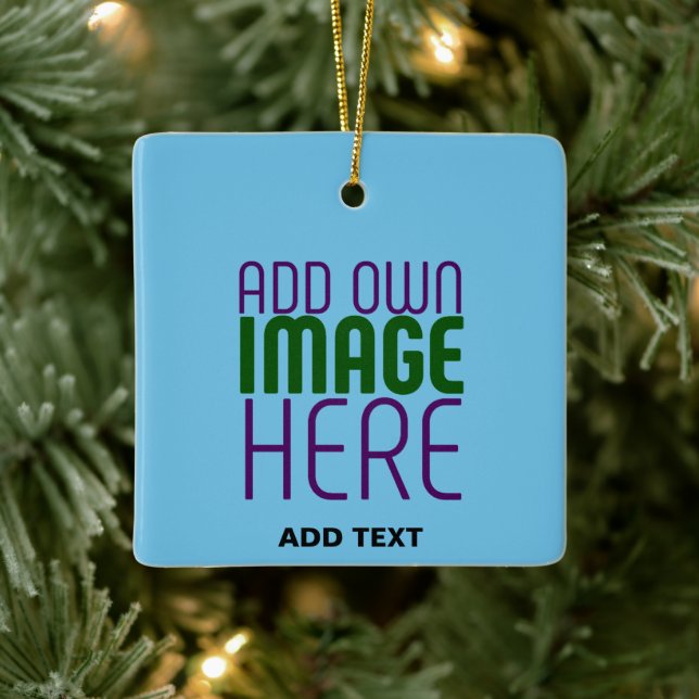  MODERN EDITABLE SWAG SKY BLUE IMAGE TEXT TEMPLATE CERAMIC ORNAMENT (Tree)