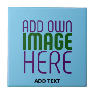 MODERN EDITABLE SWAG SKY BLUE IMAGE TEXT TEMPLATE CERAMIC TILE