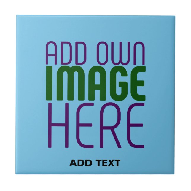  MODERN EDITABLE SWAG SKY BLUE IMAGE TEXT TEMPLATE CERAMIC TILE (Front)