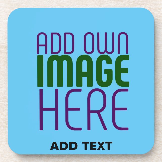 MODERN EDITABLE SWAG SKY BLUE IMAGE TEXT TEMPLATE COASTER (Front)