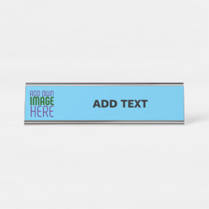 MODERN EDITABLE SWAG SKY BLUE IMAGE TEXT TEMPLATE DESK NAME PLATE