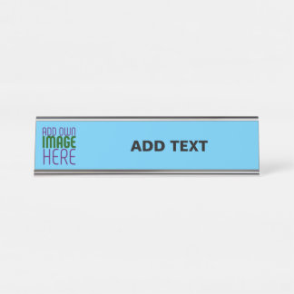 MODERN EDITABLE SWAG SKY BLUE IMAGE TEXT TEMPLATE DESK NAME PLATE