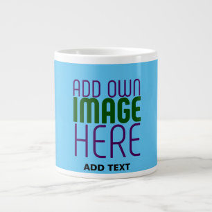 MODERN EDITABLE SWAG SKY BLUE IMAGE TEXT TEMPLATE LARGE COFFEE MUG