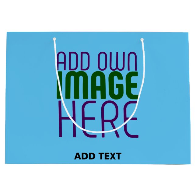 MODERN EDITABLE SWAG SKY BLUE IMAGE TEXT TEMPLATE LARGE GIFT BAG (Front)