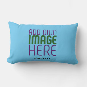 MODERN EDITABLE SWAG SKY BLUE IMAGE TEXT TEMPLATE LUMBAR CUSHION