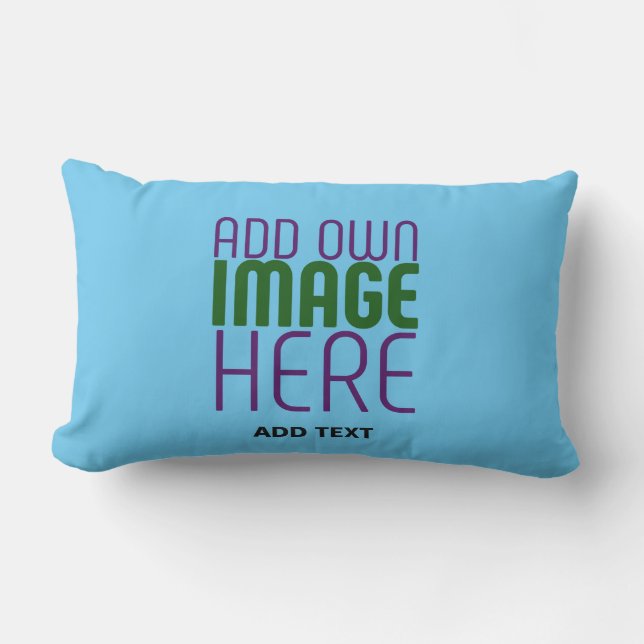 MODERN EDITABLE SWAG SKY BLUE IMAGE TEXT TEMPLATE LUMBAR CUSHION (Front)