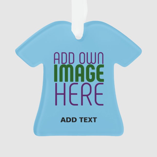  MODERN EDITABLE SWAG SKY BLUE IMAGE TEXT TEMPLATE ORNAMENT (Front)