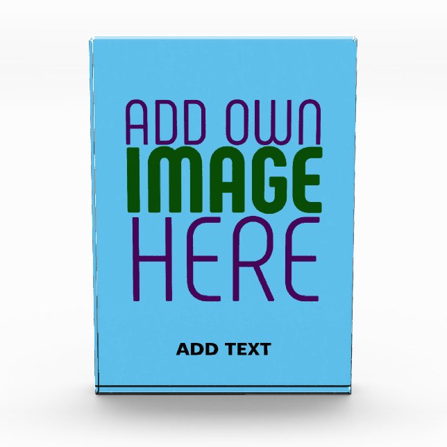 MODERN EDITABLE SWAG SKY BLUE IMAGE TEXT TEMPLATE PHOTO BLOCK (Front)