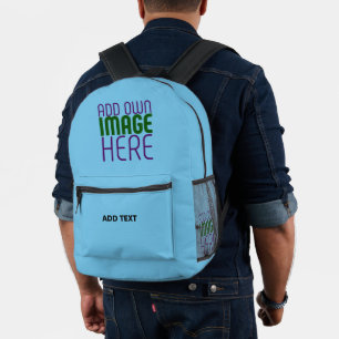 MODERN EDITABLE SWAG SKY BLUE IMAGE TEXT TEMPLATE PRINTED BACKPACK