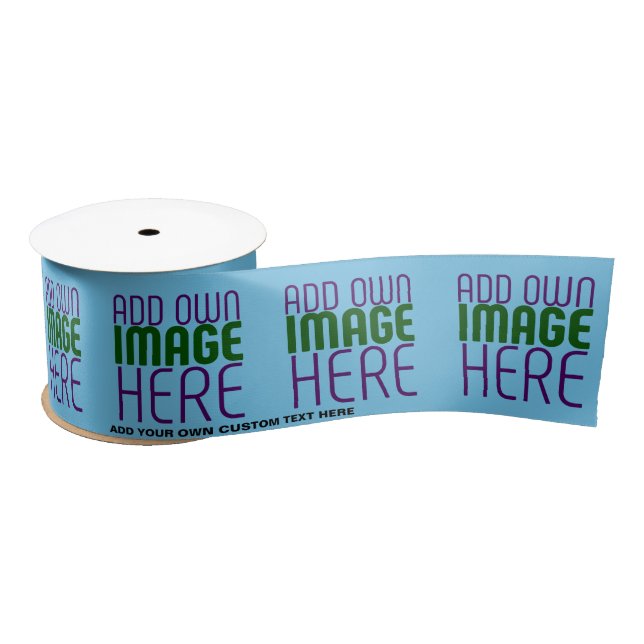 MODERN EDITABLE SWAG SKY BLUE IMAGE TEXT TEMPLATE SATIN RIBBON (Spool)