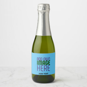 MODERN EDITABLE SWAG SKY BLUE IMAGE TEXT TEMPLATE SPARKLING WINE LABEL