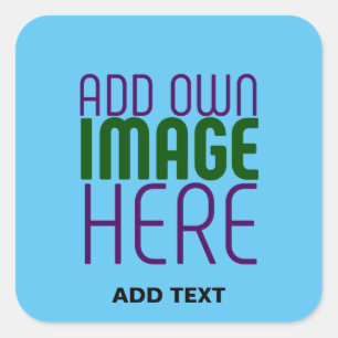 MODERN EDITABLE SWAG SKY BLUE IMAGE TEXT TEMPLATE SQUARE STICKER