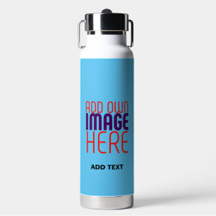MODERN EDITABLE SWAG SKY BLUE IMAGE TEXT TEMPLATE WATER BOTTLE