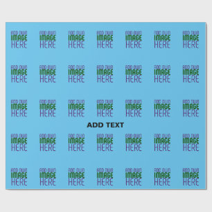 MODERN EDITABLE SWAG SKY BLUE IMAGE TEXT TEMPLATE WRAPPING PAPER