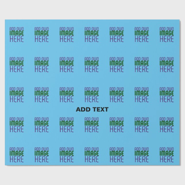 MODERN EDITABLE SWAG SKY BLUE IMAGE TEXT TEMPLATE WRAPPING PAPER (Flat)