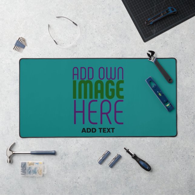 MODERN EDITABLE TEAL GREEN IMAGE TEXT TEMPLATE DESK MAT (Workstation)