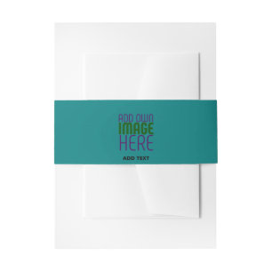 MODERN EDITABLE TEAL GREEN IMAGE TEXT TEMPLATE INVITATION BELLY BAND