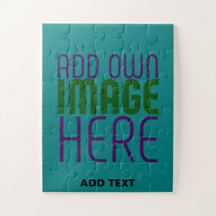 MODERN EDITABLE TEAL GREEN IMAGE TEXT TEMPLATE JIGSAW PUZZLE