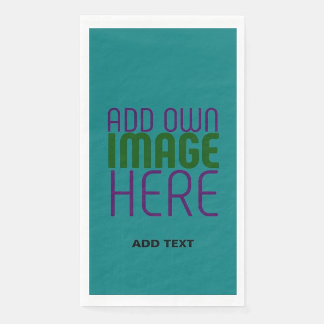 MODERN EDITABLE TEAL GREEN IMAGE TEXT TEMPLATE NAPKIN (Front)