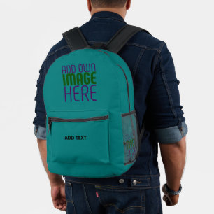 MODERN EDITABLE TEAL GREEN IMAGE TEXT TEMPLATE PRINTED BACKPACK