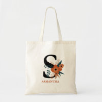 modern editable terracotta floral monogrammed
