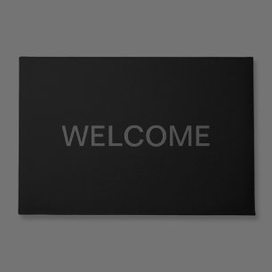 Modern Editable Text Dark Grey & Black Doormat