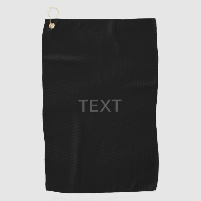 Modern Editable Text | Dark Grey & Black Golf Towel (Front)